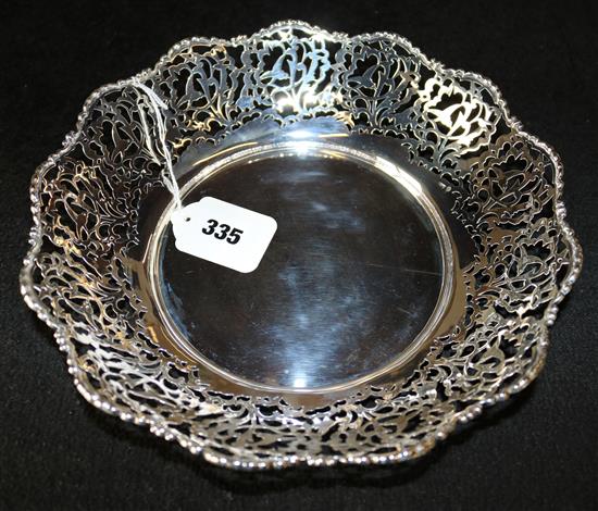 Pierced silver cake basket